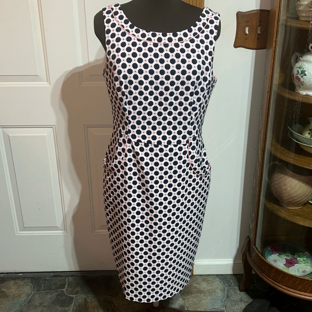London Times Black and White Polka Dot Midi Dress